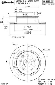 BREMBO 09896920 -  Тормозной диск