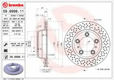 BREMBO 09899811 -  Тормозной диск