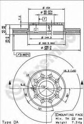 BREMBO 09914511 -  Тормозной диск