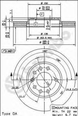 BREMBO 09916510 -  Тормозной диск