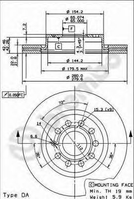 BREMBO 09916710 -  Тормозной диск