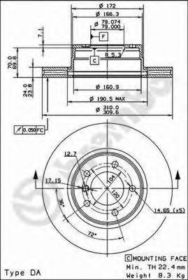 BREMBO 09917311 -  Тормозной диск