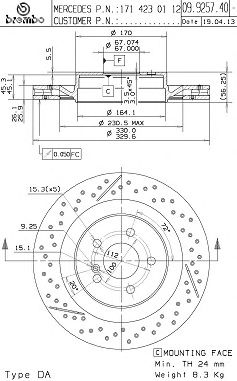 BREMBO 09925741 -  Тормозной диск