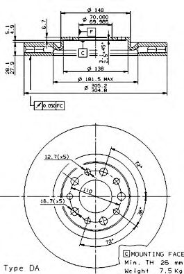 BREMBO 09936311 -  Тормозной диск