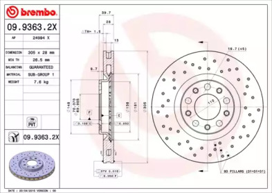 BREMBO 0993632x -  Тормозной диск