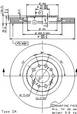 BREMBO 09936510 -  Тормозной диск