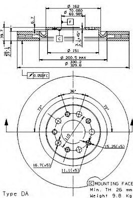 BREMBO 09936520 -  Тормозной диск