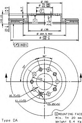 BREMBO 09936621 -  Тормозной диск