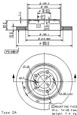 BREMBO 09942511 -  Тормозной диск