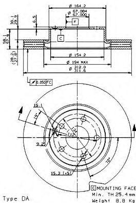 BREMBO 09948110 -  Тормозной диск