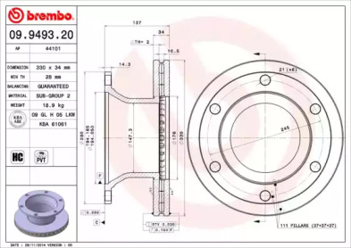 BREMBO 09949320 -  Тормозной диск