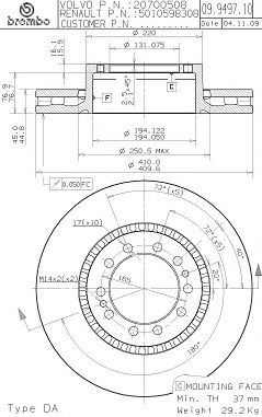 BREMBO 09949710 -  Тормозной диск