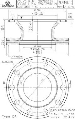BREMBO 09949810 -  Тормозной диск