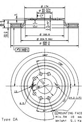 BREMBO 09950511 -  Тормозной диск