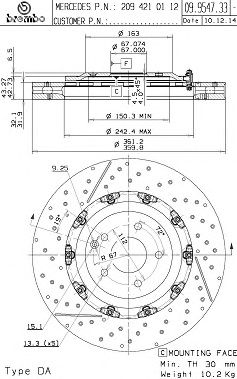 BREMBO 09954733 -  Тормозной диск