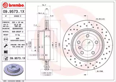 BREMBO 0995731x -  Диск тормозной вентилируемый, перфорированный