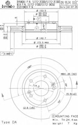 BREMBO 09957410 -  Тормозной диск
