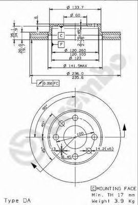 BREMBO 09960714 -  Тормозной диск