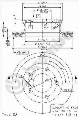 BREMBO 09961814 -  Тормозной диск