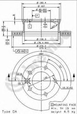BREMBO 09961824 -  Тормозной диск
