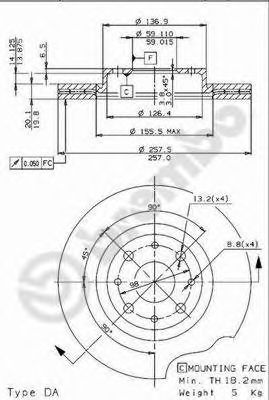 BREMBO 09963114 -  Тормозной диск