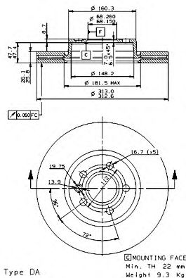 BREMBO 09979710 -  Тормозной диск