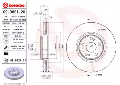 BREMBO 09982120 -  Тормозной диск