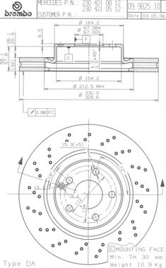 BREMBO 09982511 -  Тормозной диск
