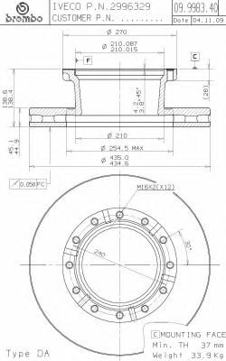 BREMBO 09998340 -  Тормозной диск