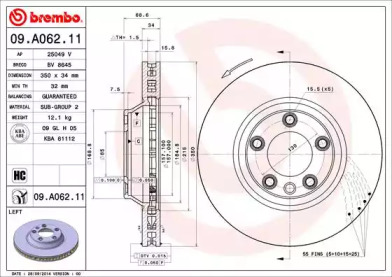 BREMBO 09a06211 -  Тормозной диск