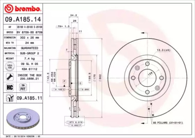 BREMBO 09a18511 -  Тормозной диск