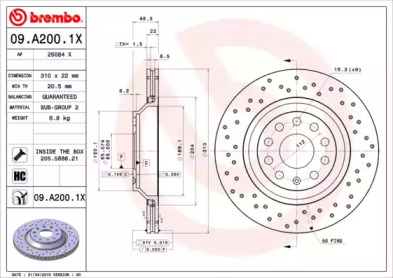 BREMBO 09a2001x -  Тормозной диск