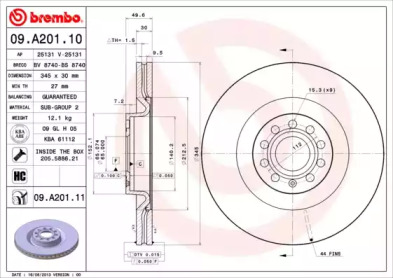BREMBO 09a20110 -  Тормозной диск