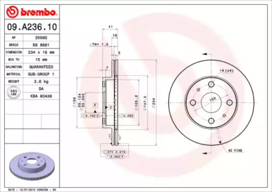 BREMBO 09a23610 -  Тормозной диск