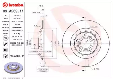 BREMBO 09a26911 -  Тормозной диск