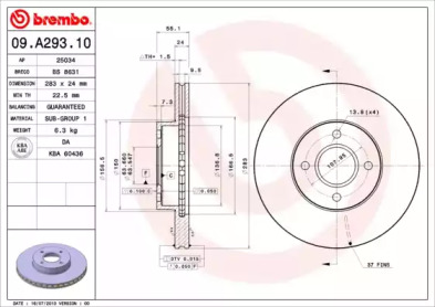 BREMBO 09a29310 -  Тормозной диск