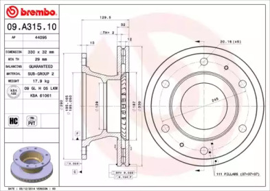 BREMBO 09a31510 -  Тормозной диск