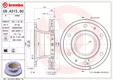 BREMBO 09a31560 -  Тормозной диск