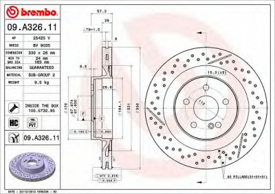 BREMBO 09a32611 -  Тормозной диск