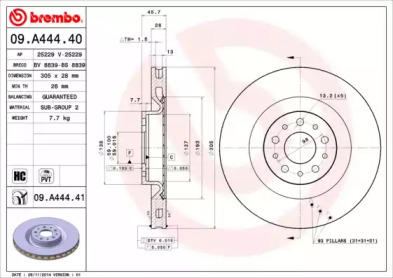 BREMBO 09a44440 -  Тормозной диск