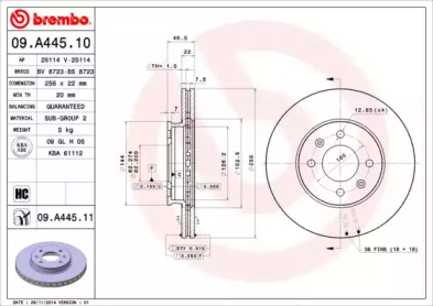 BREMBO 09a44510 -  Тормозной диск