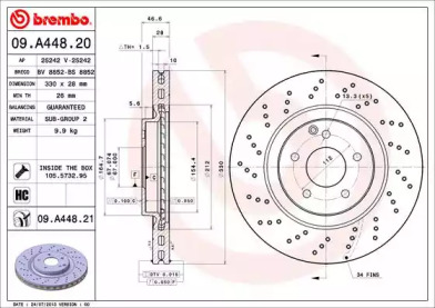 BREMBO 09a44820 -  Тормозной диск