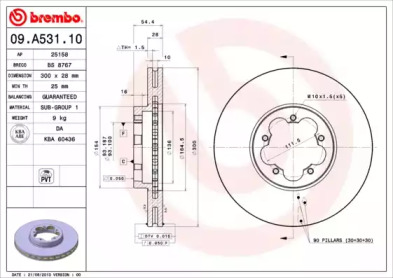 BREMBO 09a53110 -  Тормозной диск