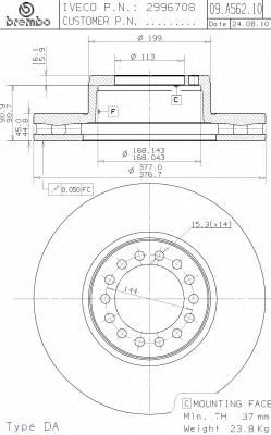 BREMBO 09a56210 -  Тормозной диск