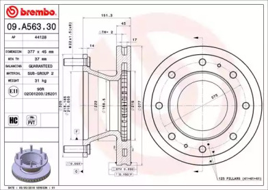 BREMBO 09a56330 -  Тормозной диск