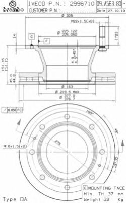 BREMBO 09a56380 -  Тормозной диск