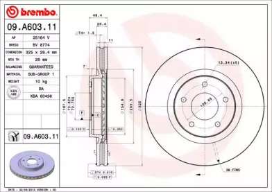 BREMBO 09a60311 -  Тормозной диск