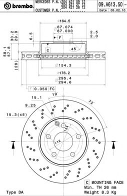 BREMBO 09a61351 -  Тормозной диск