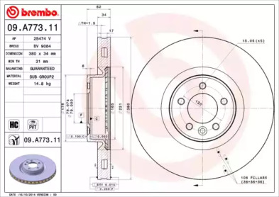 BREMBO 09a77311 -  Тормозной диск