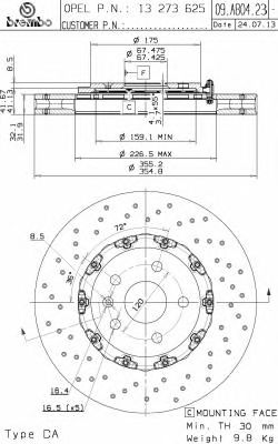 BREMBO 09a80423 -  Тормозной диск